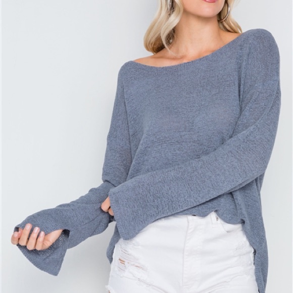 Scoop Neck Long Sleeve Sweater - Picture 3 of 4